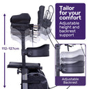 EQUIPMED Upright Rollator Walker with Forearm Rest Supports, Mobilty Aid with Seat, Grey