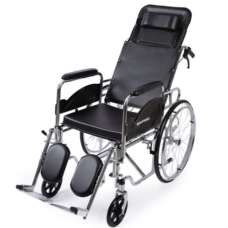 Equipmed Folding Manual Reclining Wheelchair Self Propelled, 24