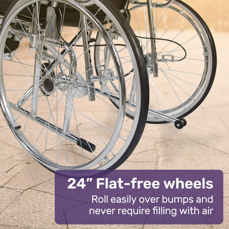 Equipmed Folding Manual Reclining Wheelchair Self Propelled, 24