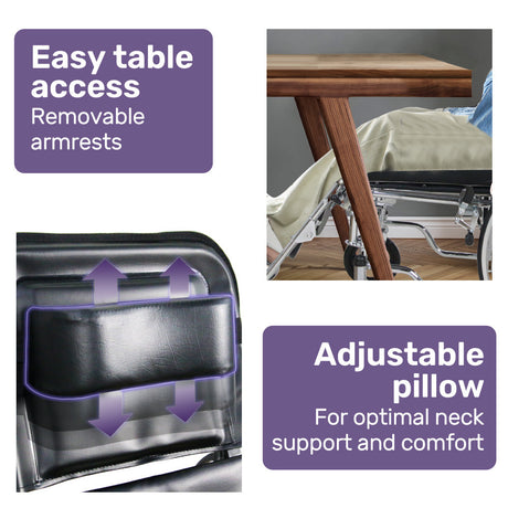Equipmed Folding Manual Reclining Wheelchair Self Propelled, 24