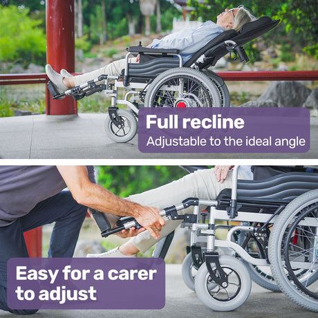 EQUIPMED Power Electric Wheelchair, Wide Bariatric Chair, Comfortable for S-XL, Long Range, Recline Adjustment, Lithium Battery, 22'' Wheels, Headrest, Folding