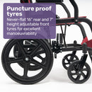 Equipmed Folding Transit Wheelchair, Lightweight Aluminium for Easy Transport, Crimson Red