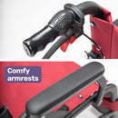 Equipmed Folding Transit Wheelchair, Lightweight Aluminium for Easy Transport, Crimson Red