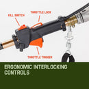 BAUMR-AG 65cc 7in1 Long Reach Garden Multi-tool, Pole Saw, Hedge & Line Trimmer, Brush Cutter, 12" Tree Trimming Pruning Chainsaw Bar, 2 Extension Shafts