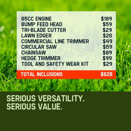 BAUMR-AG 65cc 7in1 Long Reach Garden Multi-tool, Pole Saw, Hedge & Line Trimmer, Brush Cutter, 12