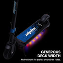 ALPHA Edge Electric Scooter Kids/Teens, 16km/h Max, Adjustable Height, UL Certified, AU Compliant, Dual Brakes, Bluetooth Music, LED, Blue