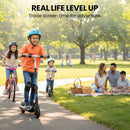 ALPHA Edge Electric Scooter Kids/Teens, 16km/h Max, Adjustable Height, UL Certified, AU Compliant, Dual Brakes, Bluetooth Music, LED, Blue