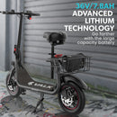 VALK Electric Scooter with Seat, Disc brakes, 12" Tyres, Motorised eScooter for Adults Teens Commuter