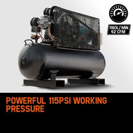 UNIMAC 115PSI 150L 7.5kW Industrial Electric Air Compressor, 20A 415V 3-Phase