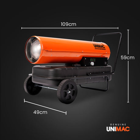 UNIMAC 50KW Portable Industrial Diesel Direct Forced Air Space Heater, Commercial Grade for Warehouse Worksite Shed Drying Greenhouse Agricultural Breeding