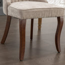 2x Fabric Channel Tufted Dining Chairs with Curved Wood Legs -Beige