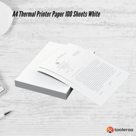 Tooleroo 100x Sheets A4 Thermal Printer Paper White - BPA Free