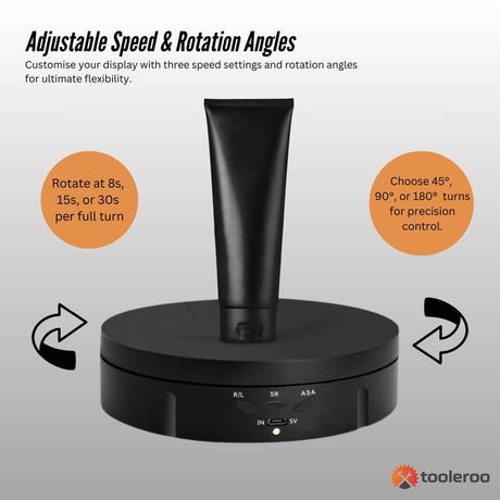 Tooleroo Electric 360 Rotating Product Display Stand Black for Merchandise Video