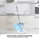 Kitchee Spin Mop & Bucket Set – Microfibre Pad, Telescopic Handle, 10L Capacity
