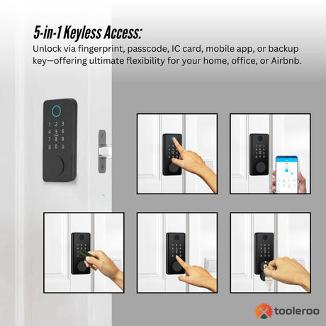 Tooleroo Digital Smart Door Lock Keypad - 5-in-1  Home Entry Security System