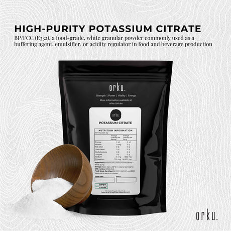 Orku 10Kg Potassium Citrate Food Grade - Granular BP USP FCC E332 Additive