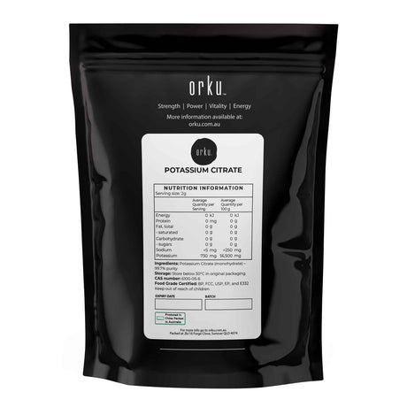 Orku 10Kg Potassium Citrate Food Grade - Granular BP USP FCC E332 Additive