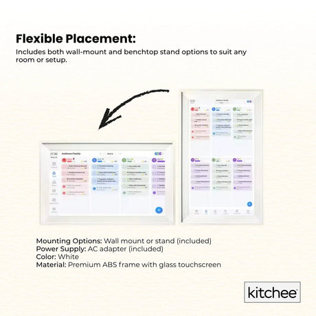 Kitchee Digital Calendar Smart Family Planner - 39.5cm Touchscreen Display White