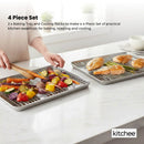 Kitchee 40.5x30.5cm Oven Baking Tray + Cooling Rack 4 Piece Stainless Steel Set