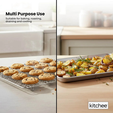 Kitchee 40.5x30.5cm Oven Baking Tray + Cooling Rack 4 Piece Stainless Steel Set