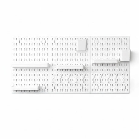 Kitchee Pegboard Wall Organiser Storage Kit 18 Hook and Basket Accessories White