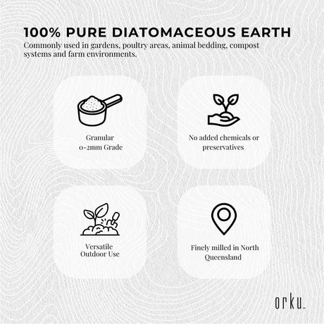 Orku 1.2Kg Diatomaceous Earth Garden 0-2mm Australian Fossil Shell Flour