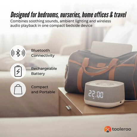 Tooleroo White Noise Machine Speaker - Bluetooth Night Light Sleep Sound