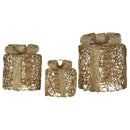 Christabelle Set of 3 Battery Operated Golden Cylindrical Christmas Gift Boxes w/Warm LED Lights Indoor Holiday Present