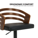 Sarantino Bentwood Walnut Barstool Leather Seat And Metal Base