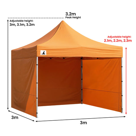Wallaroo Gazebo Tent Marquee 3x3 PopUp Outdoor  - Orange