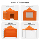 Wallaroo Gazebo Tent Marquee 3x3 PopUp Outdoor  - Orange
