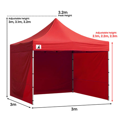 Wallaroo Gazebo Tent Marquee 3x3 PopUp Outdoor  Red