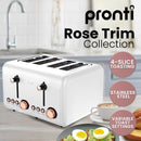 Pronti Breakfast Set with Rose Gold Kettle & Toaster with 1.2L Espresso Machine - White