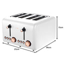 Pronti Breakfast Set with Rose Gold Kettle & Toaster with 1.2L Espresso Machine - White