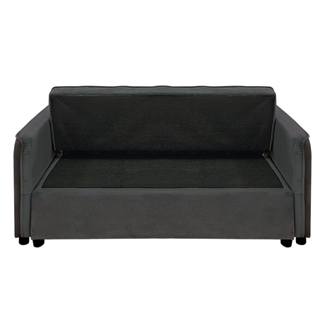 Sarantino Quincy 2-Seater Velvet Sofa Bed in Dark Grey with Wooden Frame and Tufted Design - Dark Grey