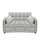 Sarantino Quincy 2-Seater Velvet Sofa Bed in Dark Grey with Wooden Frame and Tufted Design - Light Grey