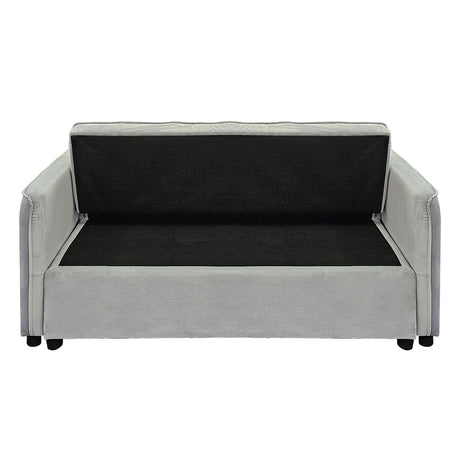 Sarantino Quincy 2-Seater Velvet Sofa Bed in Dark Grey with Wooden Frame and Tufted Design - Light Grey