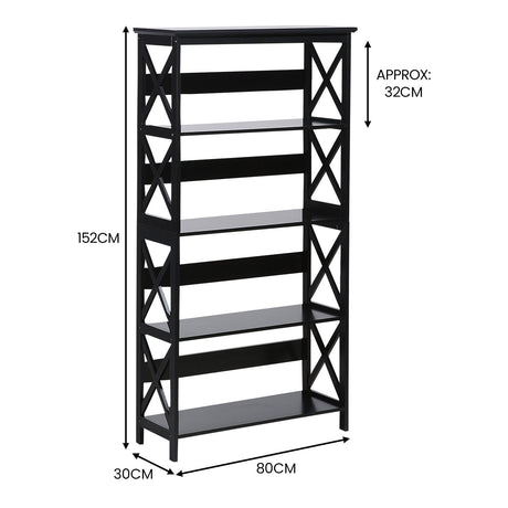 Sarantino Daphne 5-tier Cross Panel Bookshelf