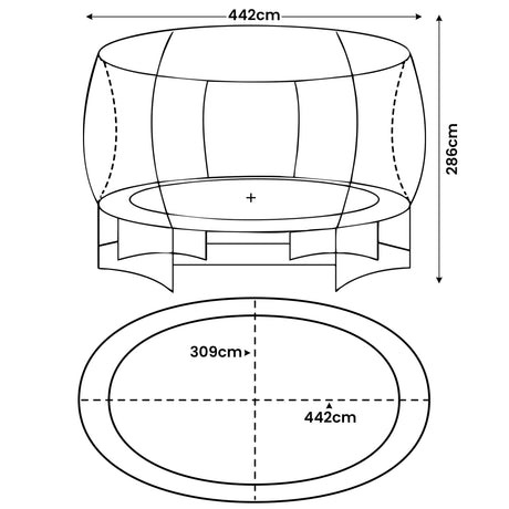 Kahuna 10 ft x 15 ft Oval Outdoor Trampoline with Reversible Rainbow & Orange Safety Pad Safety Net and Ladder