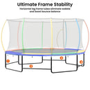 Kahuna 10 ft x 15 ft Oval Outdoor Trampoline L.E.D. Basketball Set Reversible Rainbow & Orange Safety Pad Safety Net Ladder