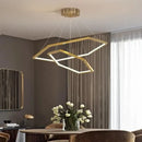 BAMDECOR AD2582/2 Modern LED Chandelier, Hexagonal Rings Ceiling Lighting Contemporary Chandeliers (2 Rings-Brass Gold)