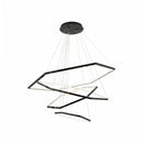 BAMDECOR AD2582/4 Modern LED Chandelier, Hexagonal Rings Ceiling Lighting Contemporary Chandeliers (4 Rings-Black)