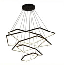 BAMDECOR AD2582/5 Modern LED Chandelier, Hexagonal Rings Ceiling Lighting Contemporary Chandeliers (5 Rings-Black)