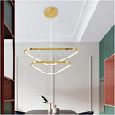 BAMDECOR AD2583 Modern Triangular LED Chandelier (Two Rings-Gold