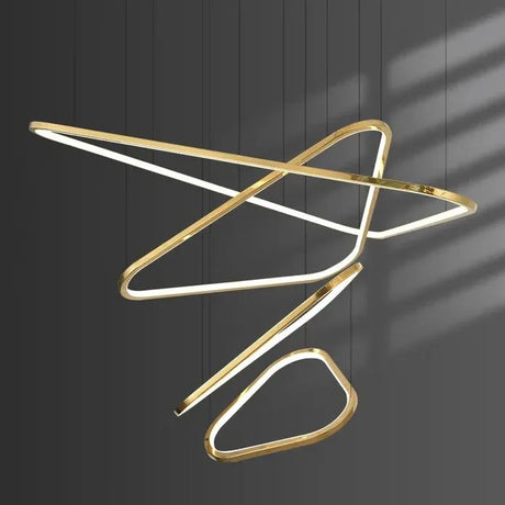 BAMDECOR AD2583 Modern Triangular LED Chandelier (Four Rings-Gold