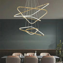 BAMDECOR AD2583 Modern Triangular LED Chandelier (Five Rings-Gold
