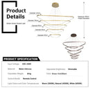 BAMDECOR AD2583 Modern Triangular LED Chandelier (Five Rings-Gold