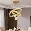 BAMDECOR C3335 Large Swirl Modern Crystal Ring Chandeliers Contemporary Round Chandelier Crystal Pendant Light(Gold-Two Rings)