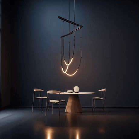 BAMDECOR Minimalistic Retro LED Minimalism Designer Lustre Hanging Lamps Slender-Shape LED Pendant Light (Black)