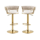 SERENITà Ivory Velvet Seat Kitchen Breakfast Bar Stools Counter Height Barstools with Back Cushioned Chairs for Home Bar x2